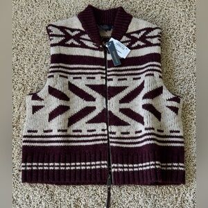 Pendleton Maroon and Beige Knit Vest